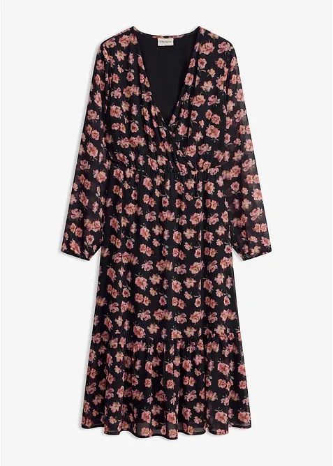 Abito midi in chiffon stampato, bonprix