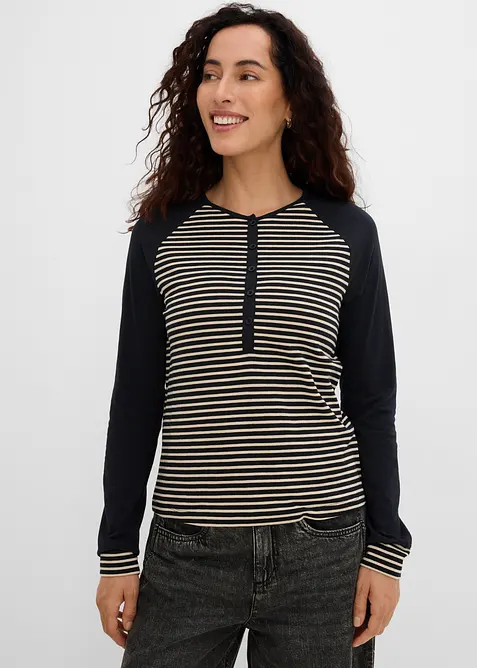Maglia in misto cotone biologico elasticizzato con maniche raglan, bonprix
