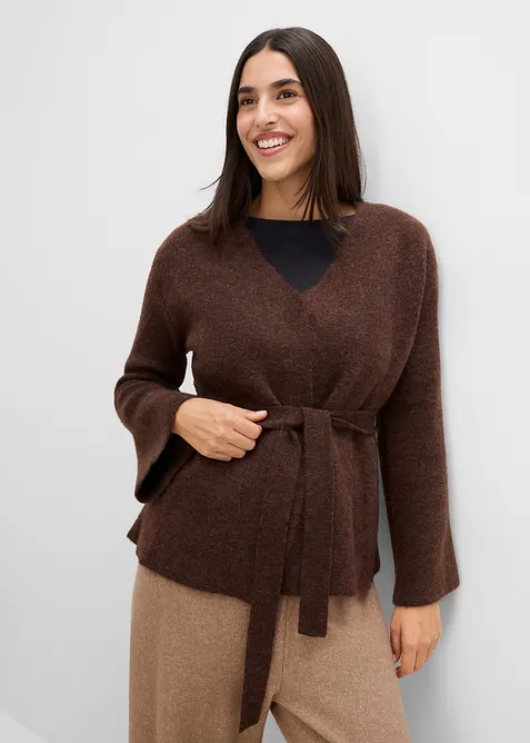 Cardigan con cintura da annodare, bonprix