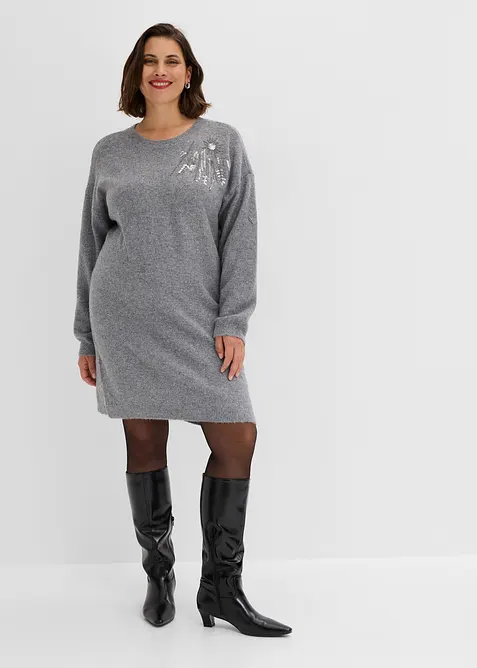 Abito in maglia con applicazione, bonprix