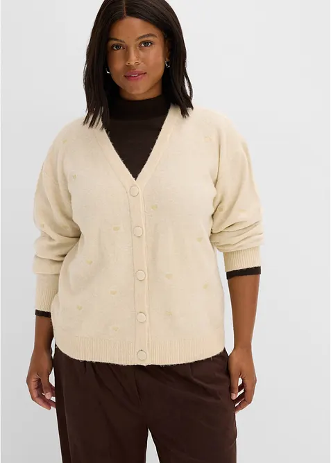 Cardigan con cuoricini, bonprix