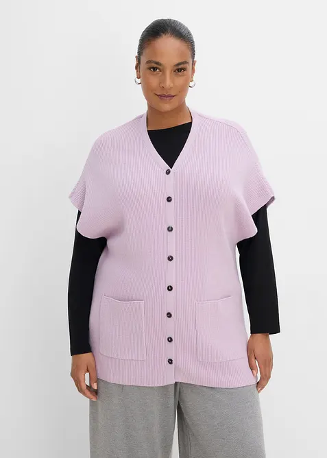 Mantella in morbida maglia misto lana a coste, bonprix