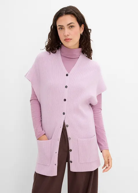 Mantella in morbida maglia misto lana a coste, bonprix