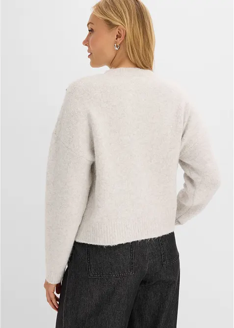 Maglione con applicazione e percentuale di lana, bonprix