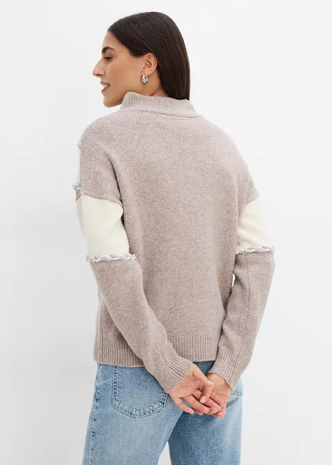 Maglione con collo alto e zip, bonprix