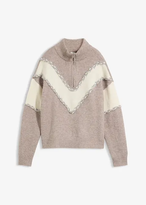 Maglione con collo alto e zip, bonprix