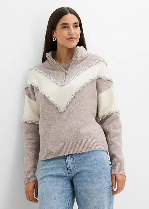 Maglione con collo alto e zip, bonprix