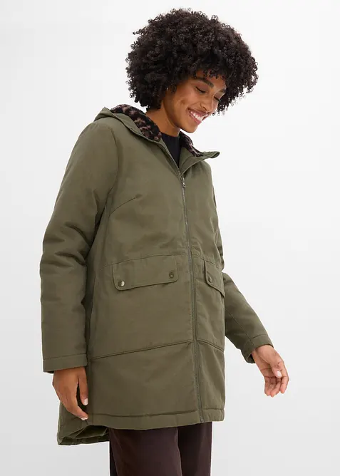 Parka con pile teddy, bonprix