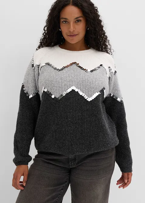 Maglione con applicazione di paillettes, bonprix
