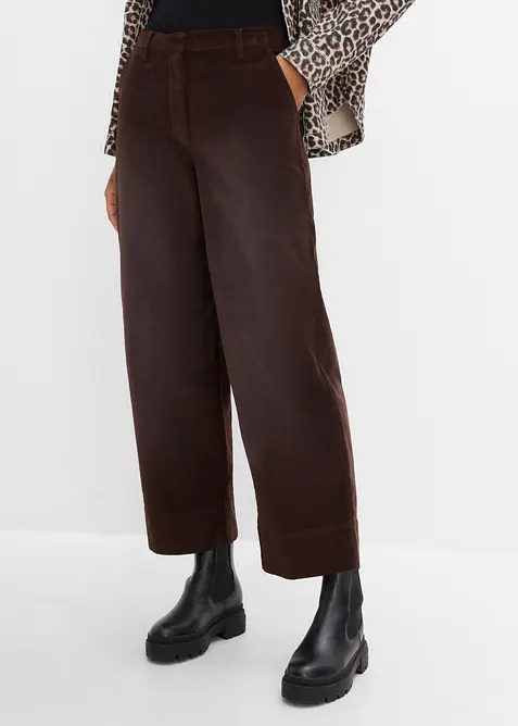Pantaloni in velluto a coste di misto cotone, vita alta, bonprix