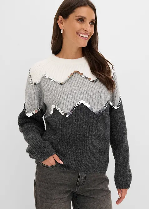 Maglione con applicazione di paillettes, bonprix