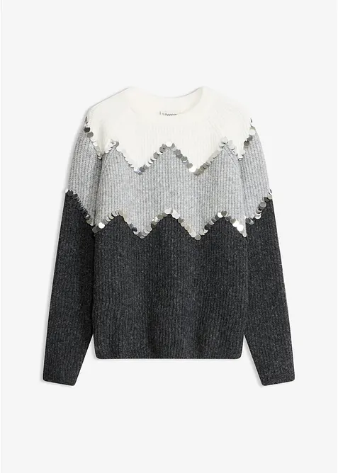 Maglione con applicazione di paillettes, bonprix