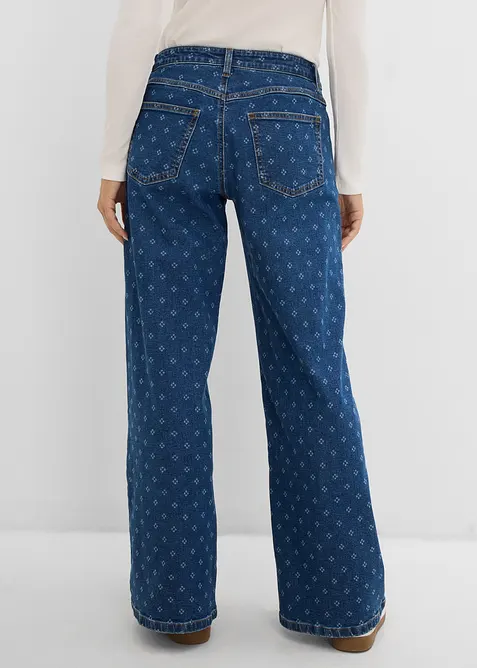 Jeans wide leg, vita media, bonprix