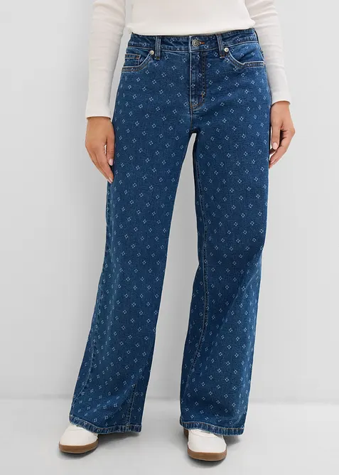Jeans wide leg, vita media, bonprix