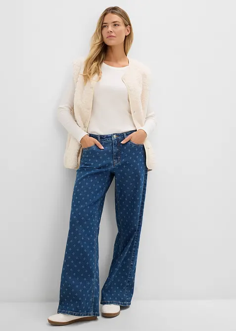 Jeans wide leg, vita media, bonprix