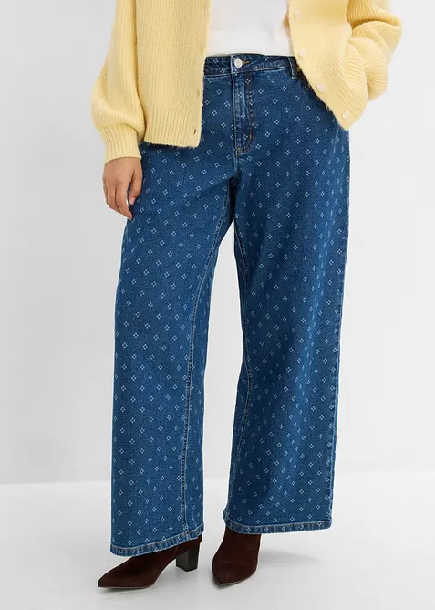 Jeans wide leg, vita media, bonprix