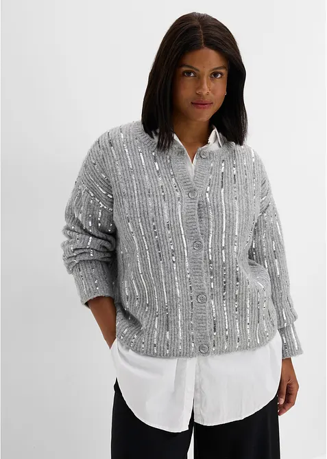 Cardigan con applicazione di paillettes, bonprix