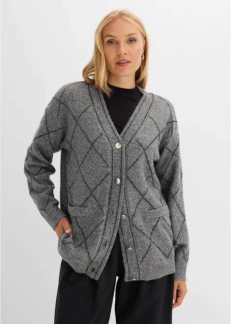 Cardigan lungo effetto glitterato, bonprix