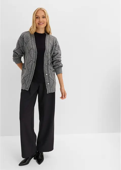 Cardigan lungo effetto glitterato, bonprix