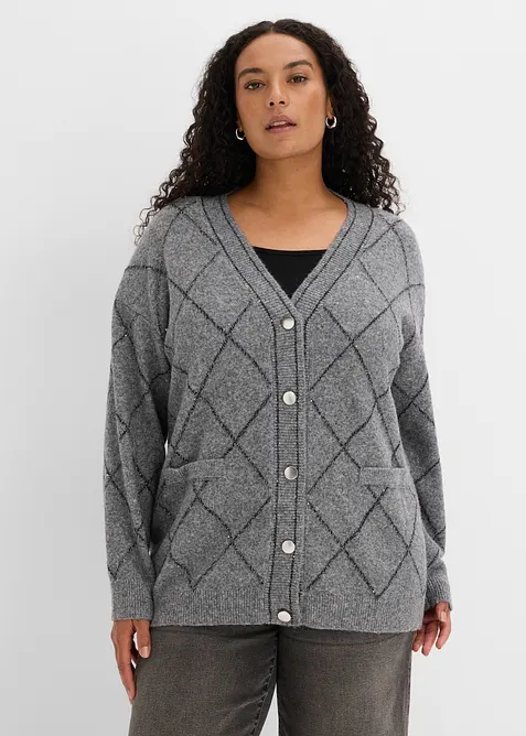 Cardigan lungo effetto glitterato, bonprix