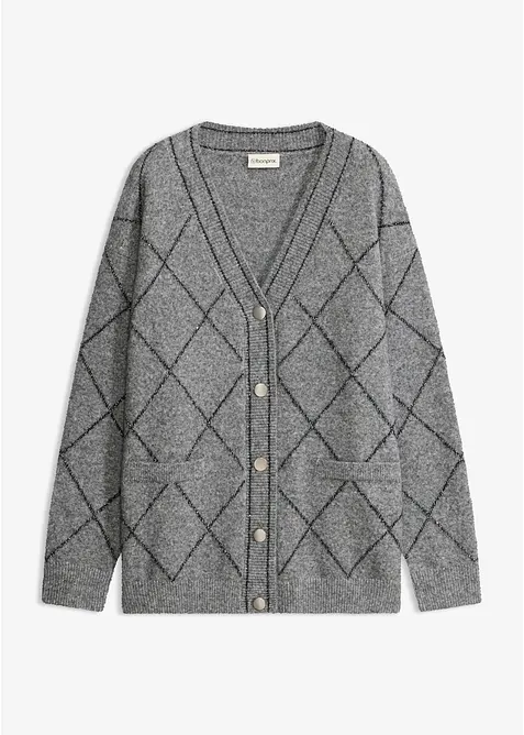 Cardigan lungo effetto glitterato, bonprix