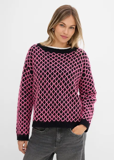 Maglione boxy con filato peloso, bonprix