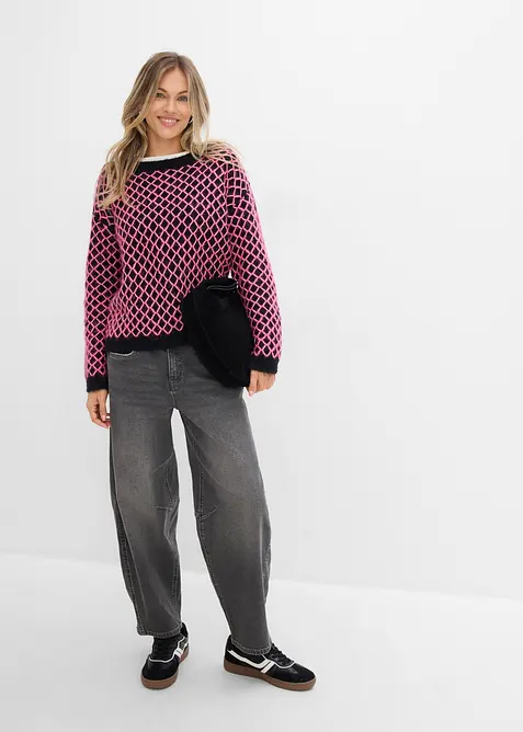 Maglione boxy con filato peloso, bonprix