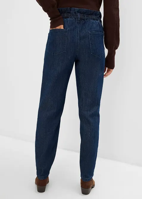 Mom jeans con girovita elasticizzato, vita alta, bonprix