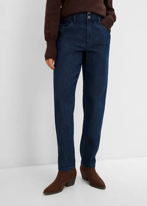 Mom jeans con girovita elasticizzato, vita alta, bonprix