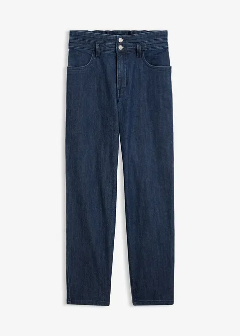 Mom jeans con girovita elasticizzato, vita alta, bonprix