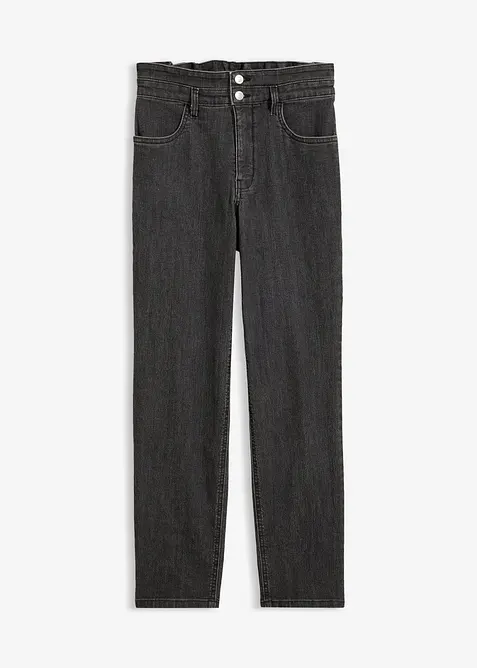 Mom jeans con girovita elasticizzato, vita alta, bonprix