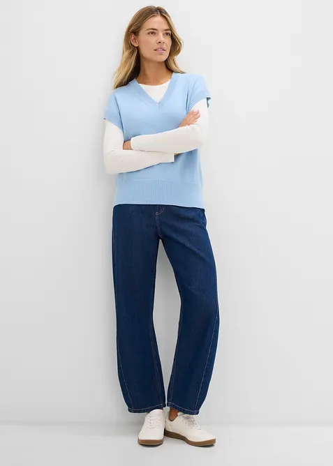 Jeans barrel, vita alta, bonprix