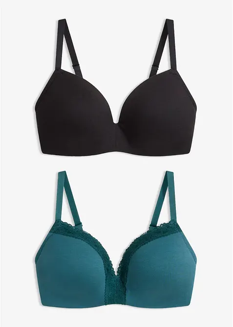 Reggiseno senza ferretto con coppe preformate e cotone biologico (pacco da 2), bonprix