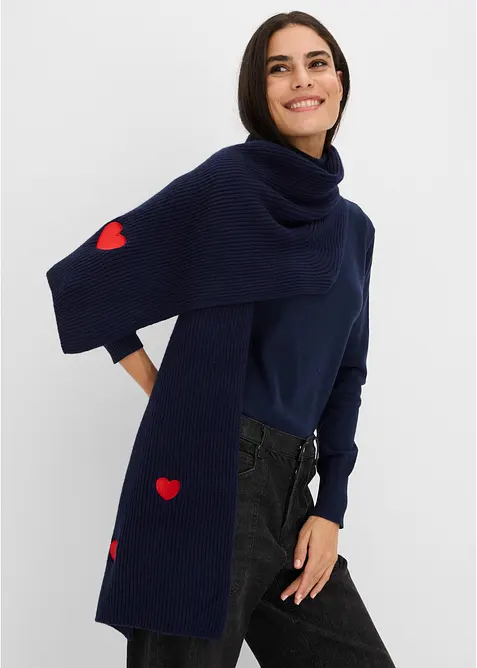 Sciarpa con ricami a forma di cuore, bonprix