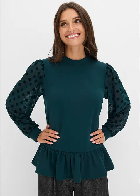Maglia con maniche lunghe impreziosite da dettagli in mesh, bonprix