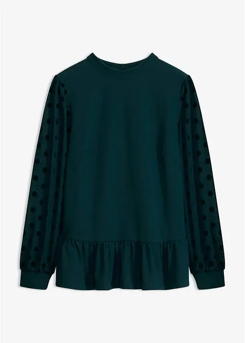 Maglia con maniche lunghe impreziosite da dettagli in mesh, bonprix