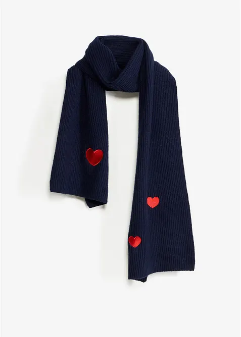 Sciarpa con ricami a forma di cuore, bonprix