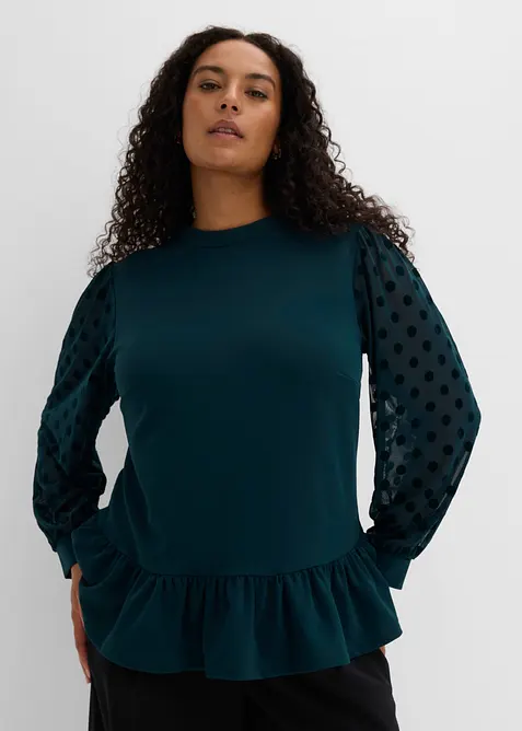 Maglia con maniche lunghe impreziosite da dettagli in mesh, bonprix