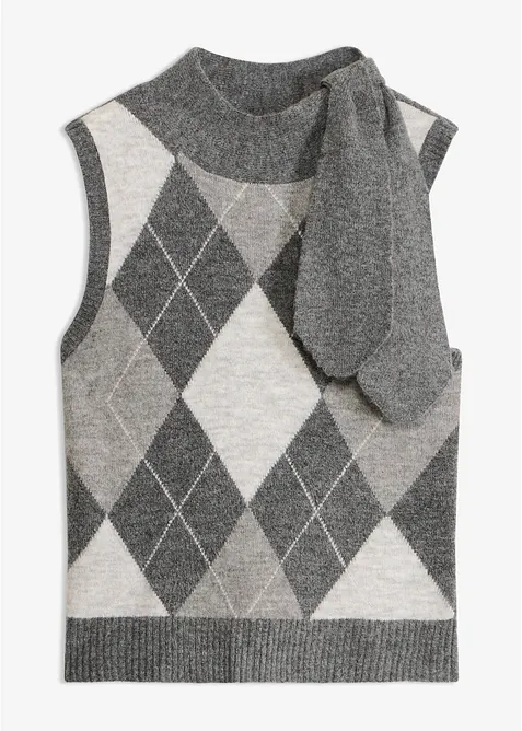 Gilet in maglia con sciarpina integrata, bonprix