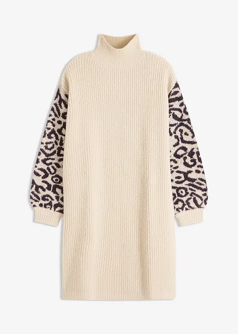 Abito in maglia oversize con fantasia leopardata, bonprix