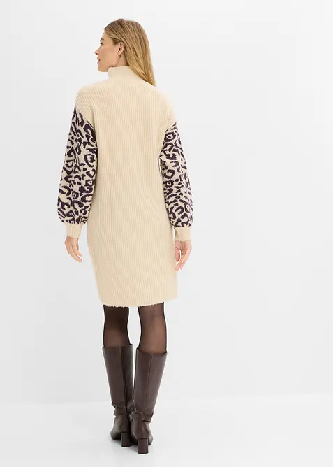 Abito in maglia oversize con fantasia leopardata, bonprix