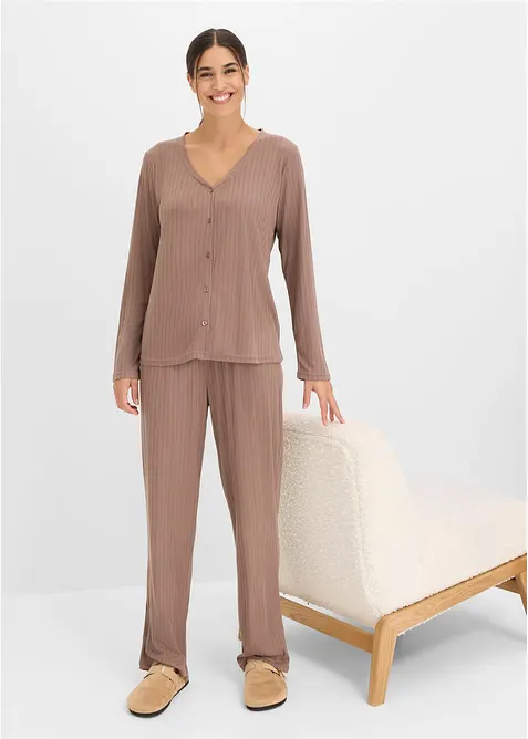 Tuta da casa loungewear in jersey pointelle morbido, bonprix