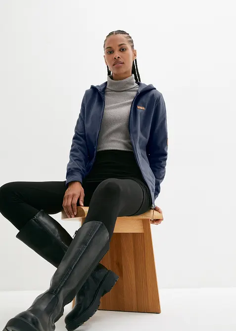 Felpa con zip e cappuccio in puro cotone, bonprix
