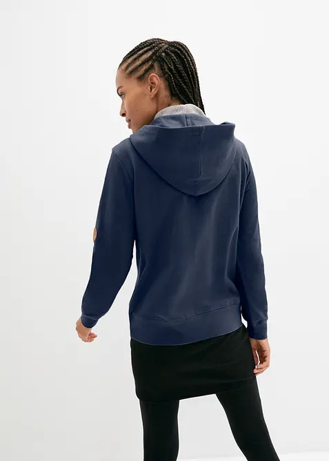 Felpa con zip e cappuccio in puro cotone, bonprix