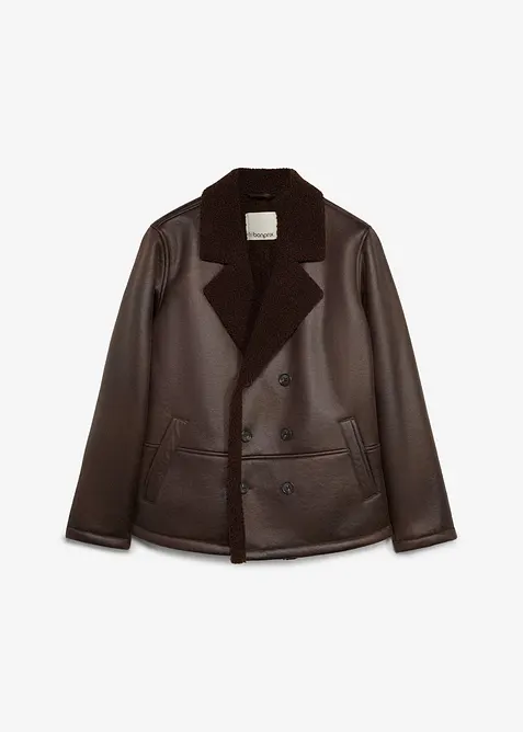 Giacca in similpelle con fodera teddy, bonprix