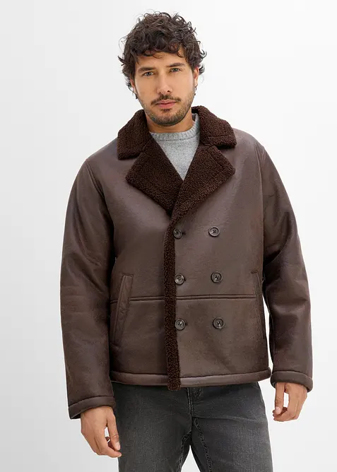Giacca in similpelle con fodera teddy, bonprix