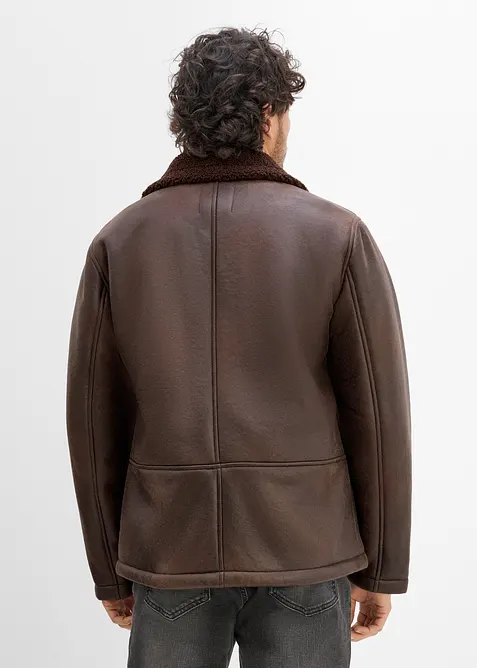Giacca in similpelle con fodera teddy, bonprix