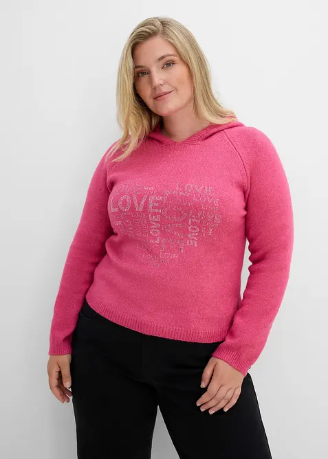 Maglione in filato fine con strass, bonprix