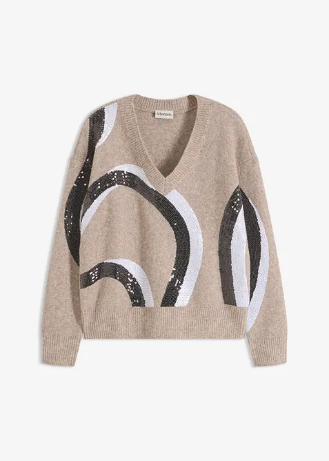 Maglione con paillettes, bonprix