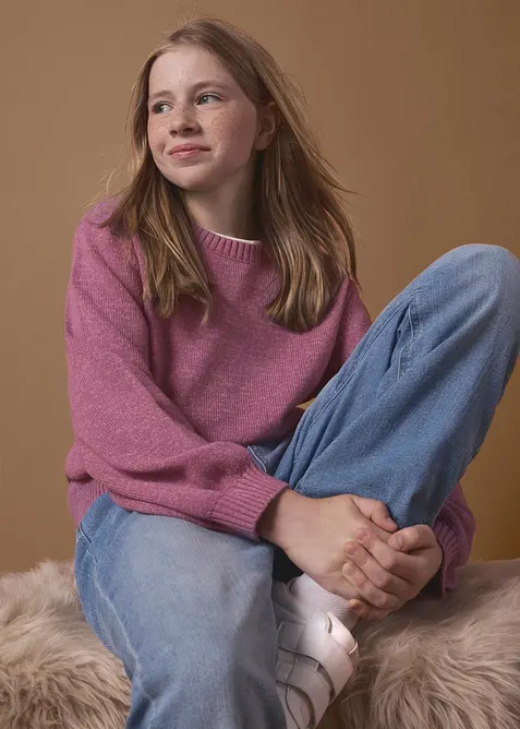 Maglione in filato grosso con percentuale di lana, bonprix